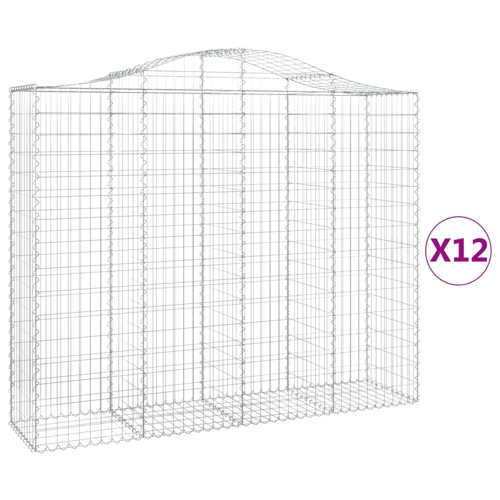 vidaXL 12 db íves horganyzott vas gabion kosár 200x50x160/180 cm