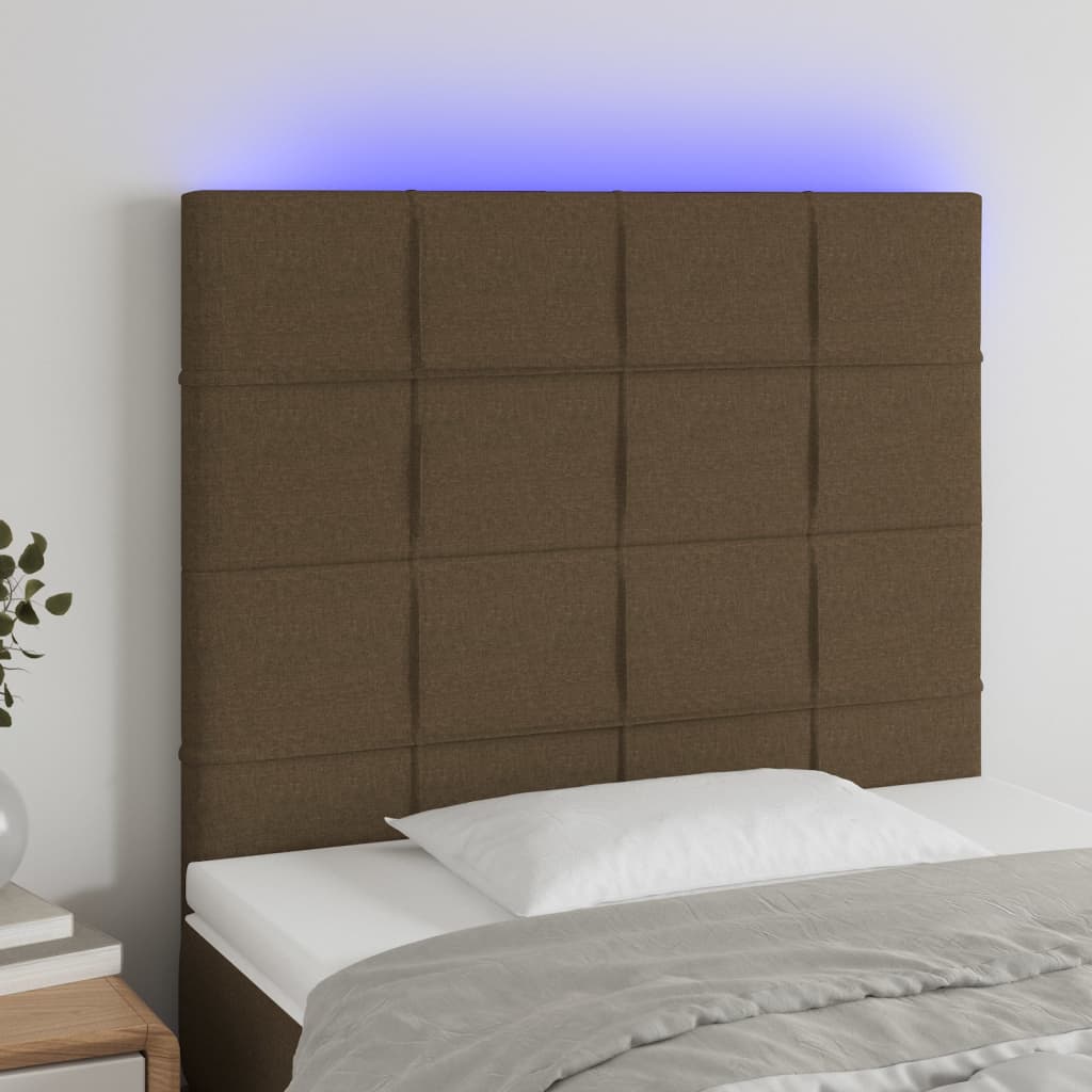 vidaXL sötétbarna szövet LED-es fejtámla 80x5x118/128 cm