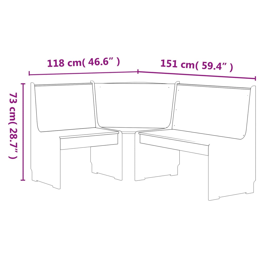 vidaXL REINE mézbarna tömör fenyőfa sarokpad 151 cm