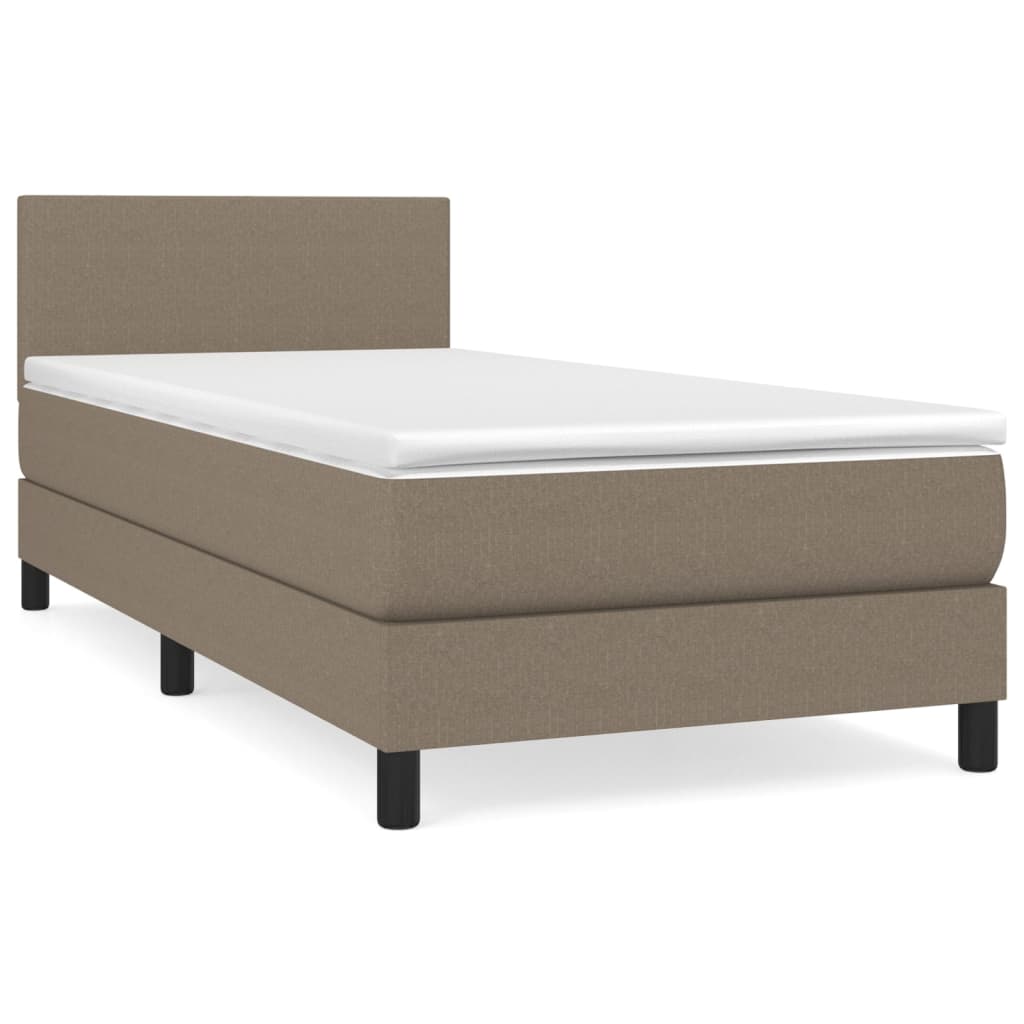 vidaXL tópszínű szövet rugós ágy matraccal 90 x 190 cm