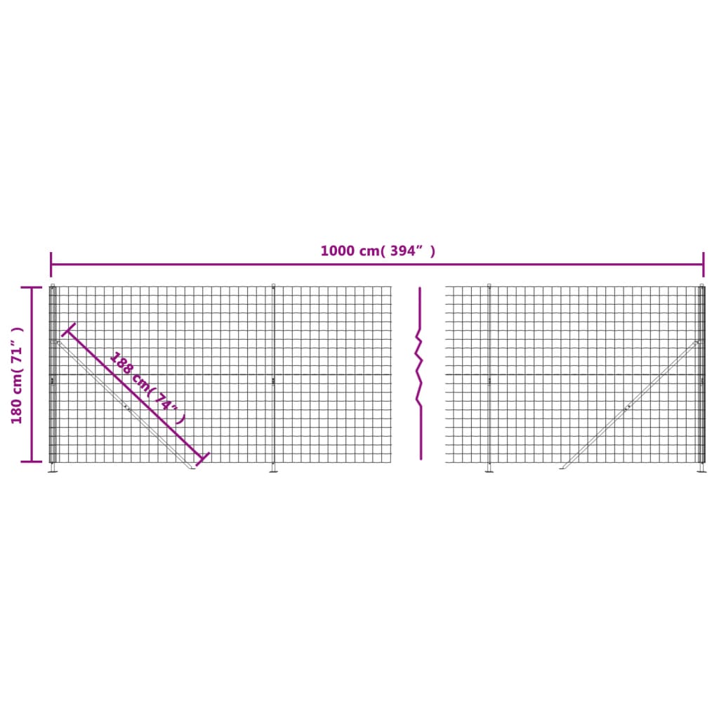 vidaXL zöld dróthálós kerítés illesztőperemmel 1,8 x 10 m