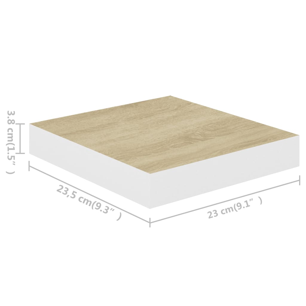 vidaXL 2 db tölgyszínű és fehér MDF lebegő fali polc 23x23,5x3,8 cm