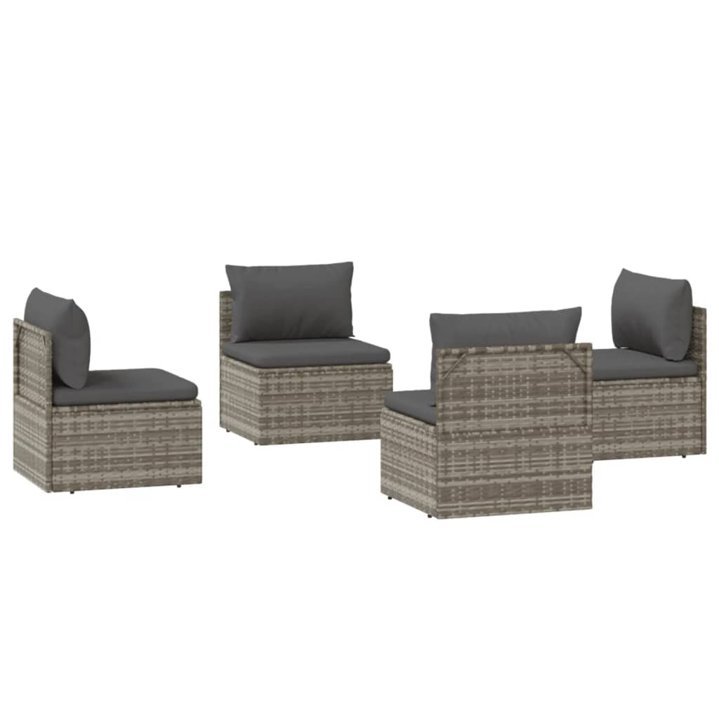 vidaXL 4 db szürke polyrattan kerti középső kanapé 57 x 57 x 56 cm