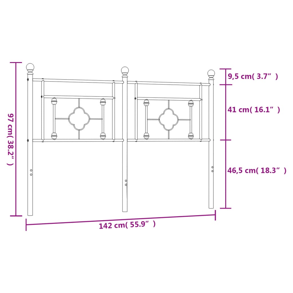 vidaXL fehér fém fejtámla 135 cm