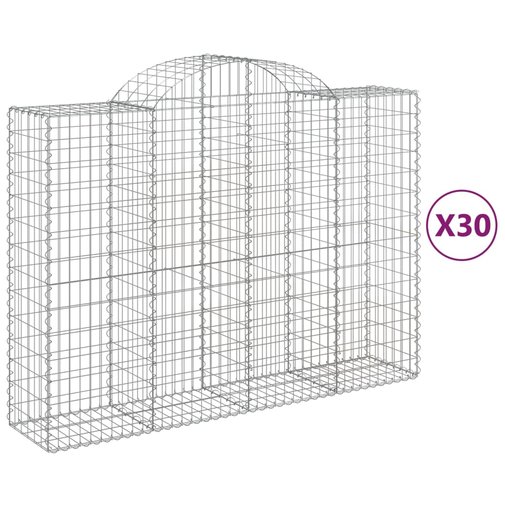 vidaXL 30 db íves horganyzott vas gabion kosár 200x50x140/160 cm