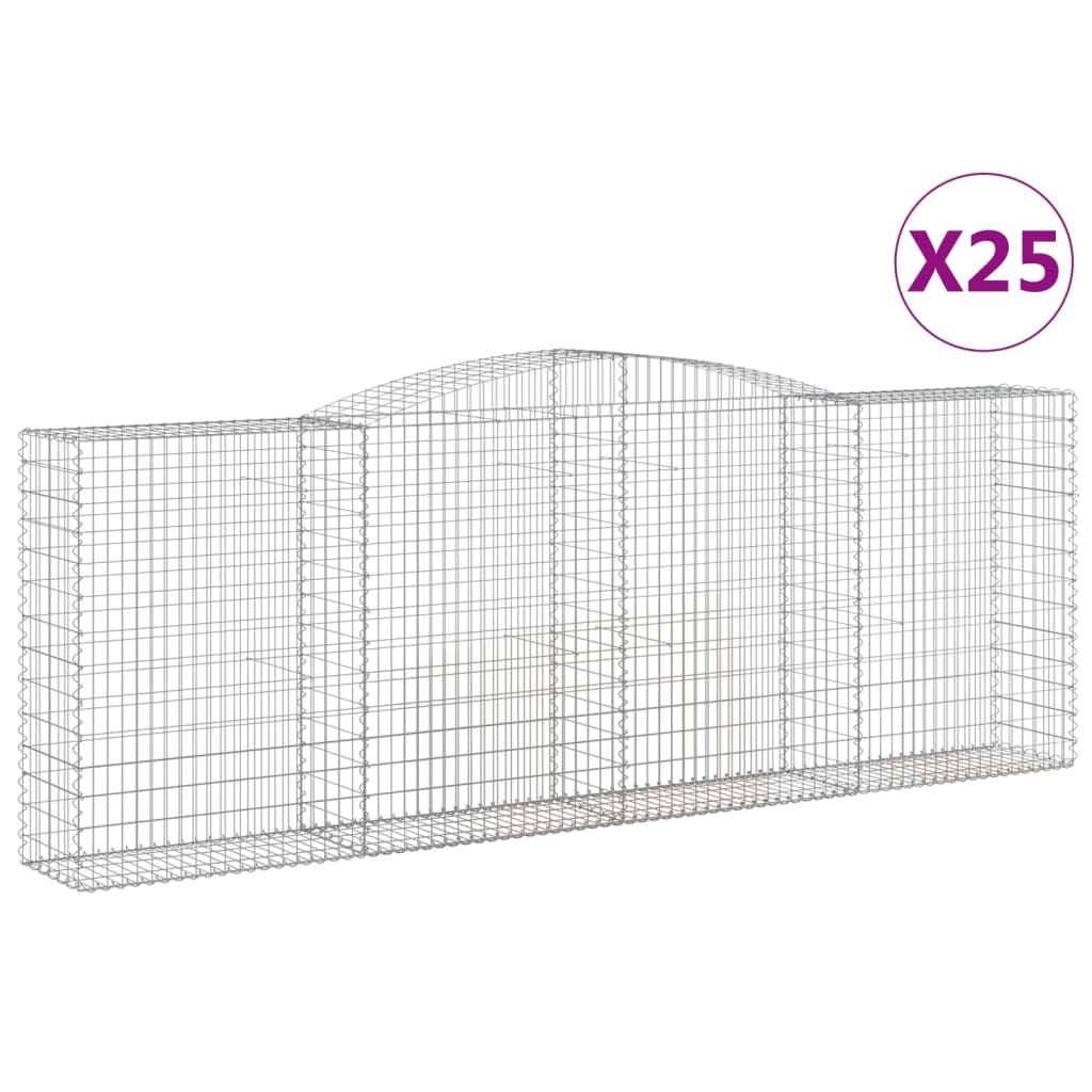 vidaXL 25 db íves horganyzott vas gabion kosár 400x50x140/160 cm