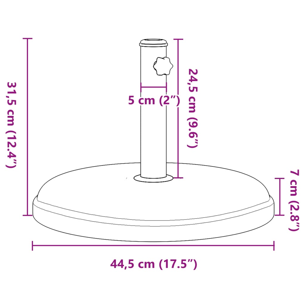 vidaXL kerek napernyőtalp Ø32/35/38 mm-es rúdhoz 15 kg