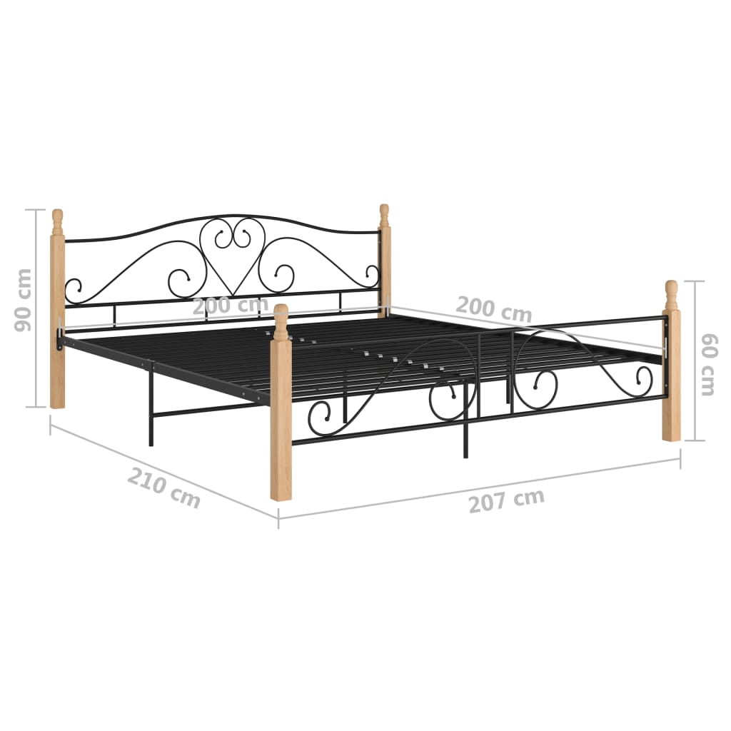 vidaXL fekete fém ágykeret 200 x 200 cm