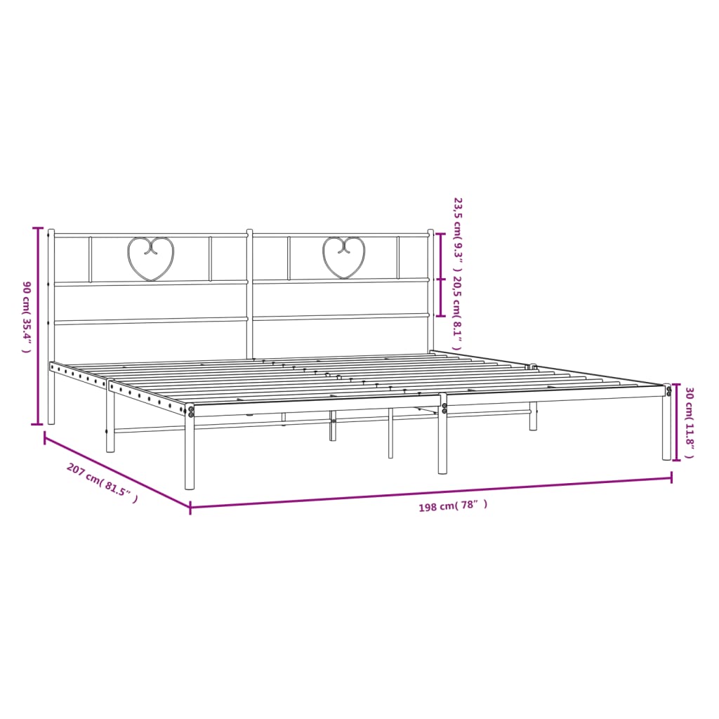 vidaXL fekete fém ágykeret fejtámlával 193 x 203 cm