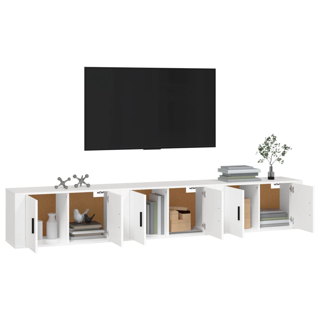 vidaXL 3 db fehér falra szerelhető TV-szekrény 80 x 34,5 x 40 cm