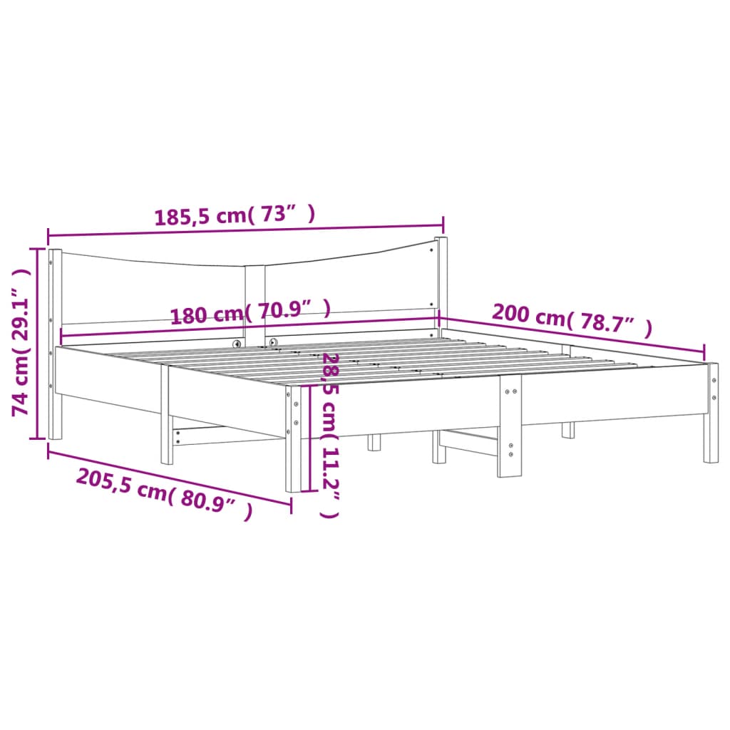 vidaXL viaszbarna tömör fenyőfa ágy matrac nélkül 180 x 200 cm