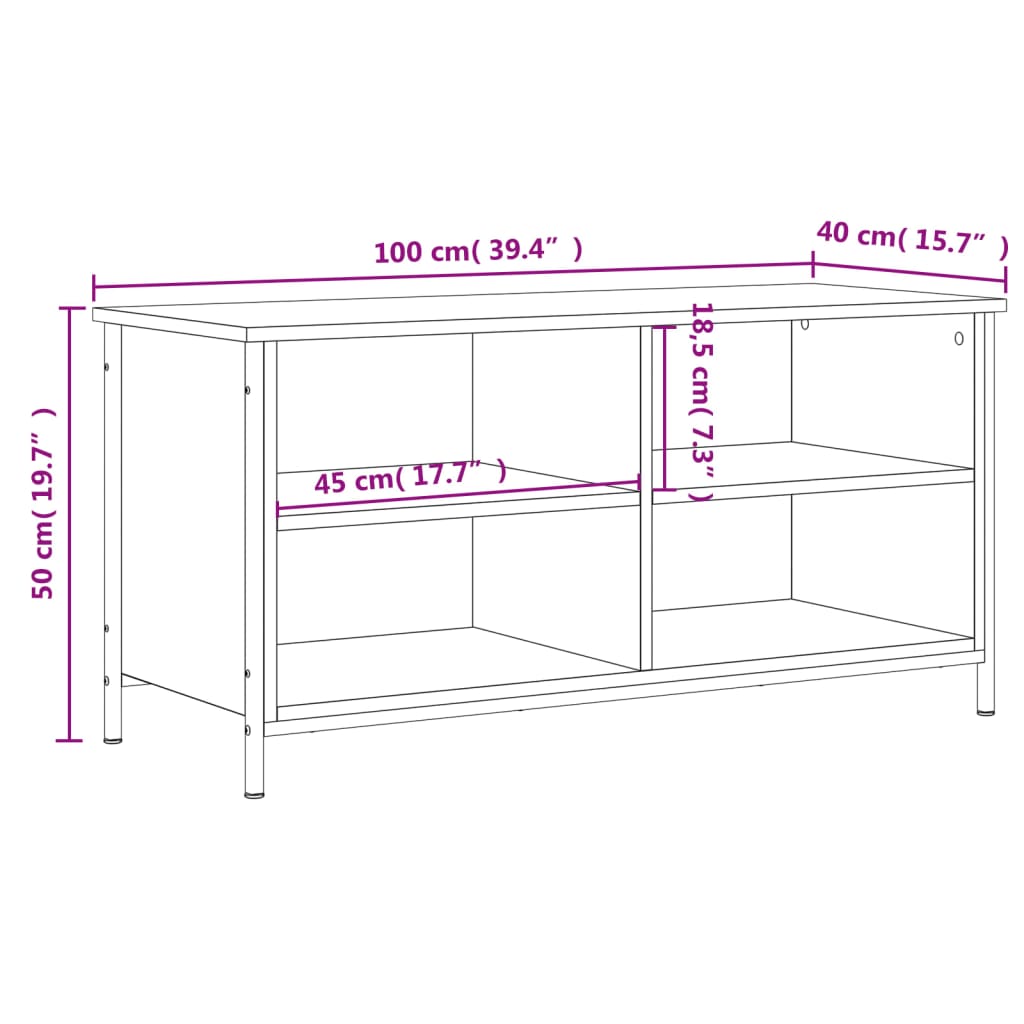 vidaXL sonoma tölgy színű szerelt fa fali TV-szekrény 100x40x50 cm