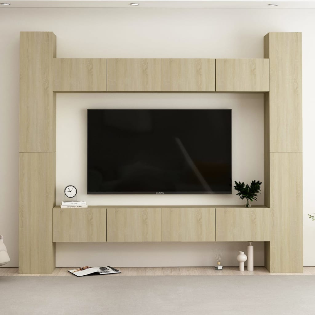 vidaXL 8 részes sonoma-tölgy színű szerelt fa TV-szekrényszett