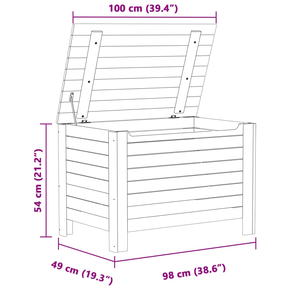 vidaXL RANA fehér tömör fenyőfa tárolóláda fedéllel 100 x 49 x 54 cm