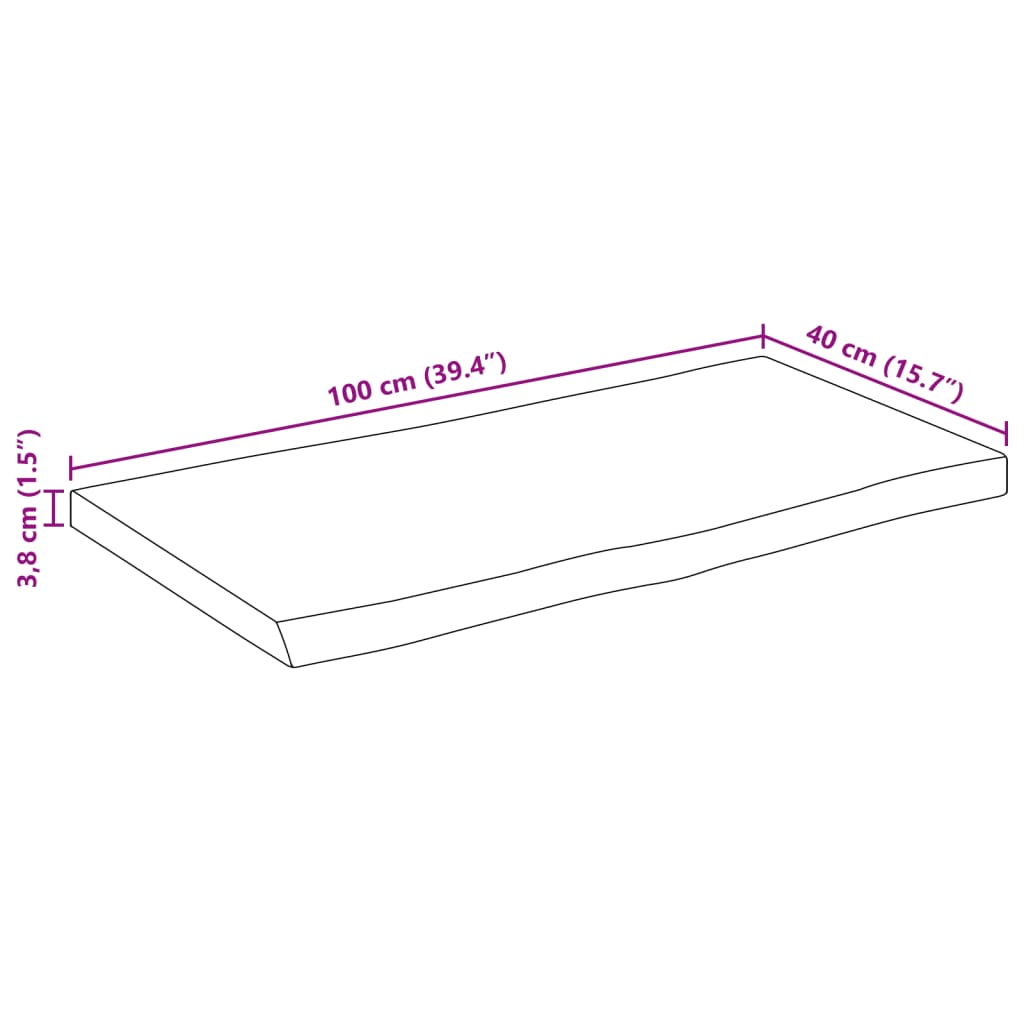 vidaXL tömör nyers mangófa természetes élű asztallap 100 x 40 x 3,8 cm