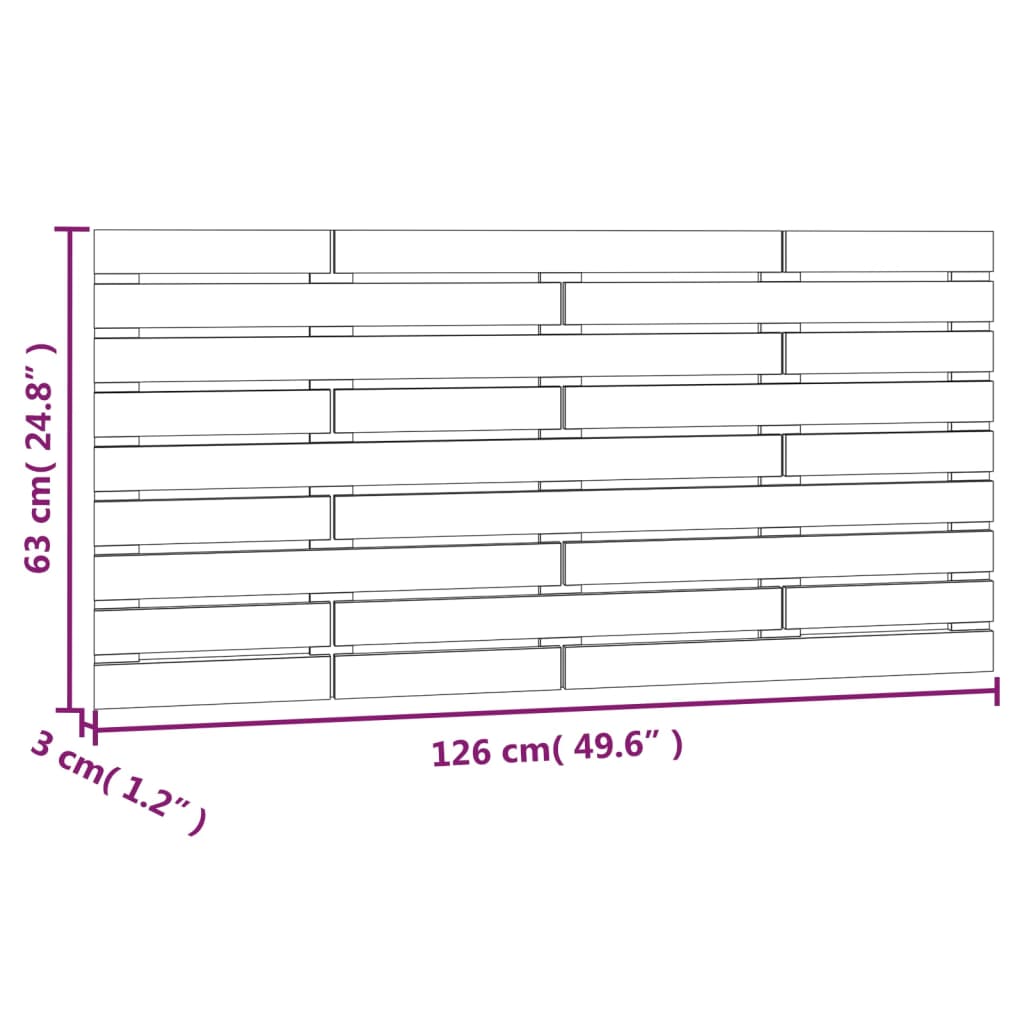 vidaXL mézbarna tömör fenyőfa fali fejtámla 126 x 3 x 63 cm