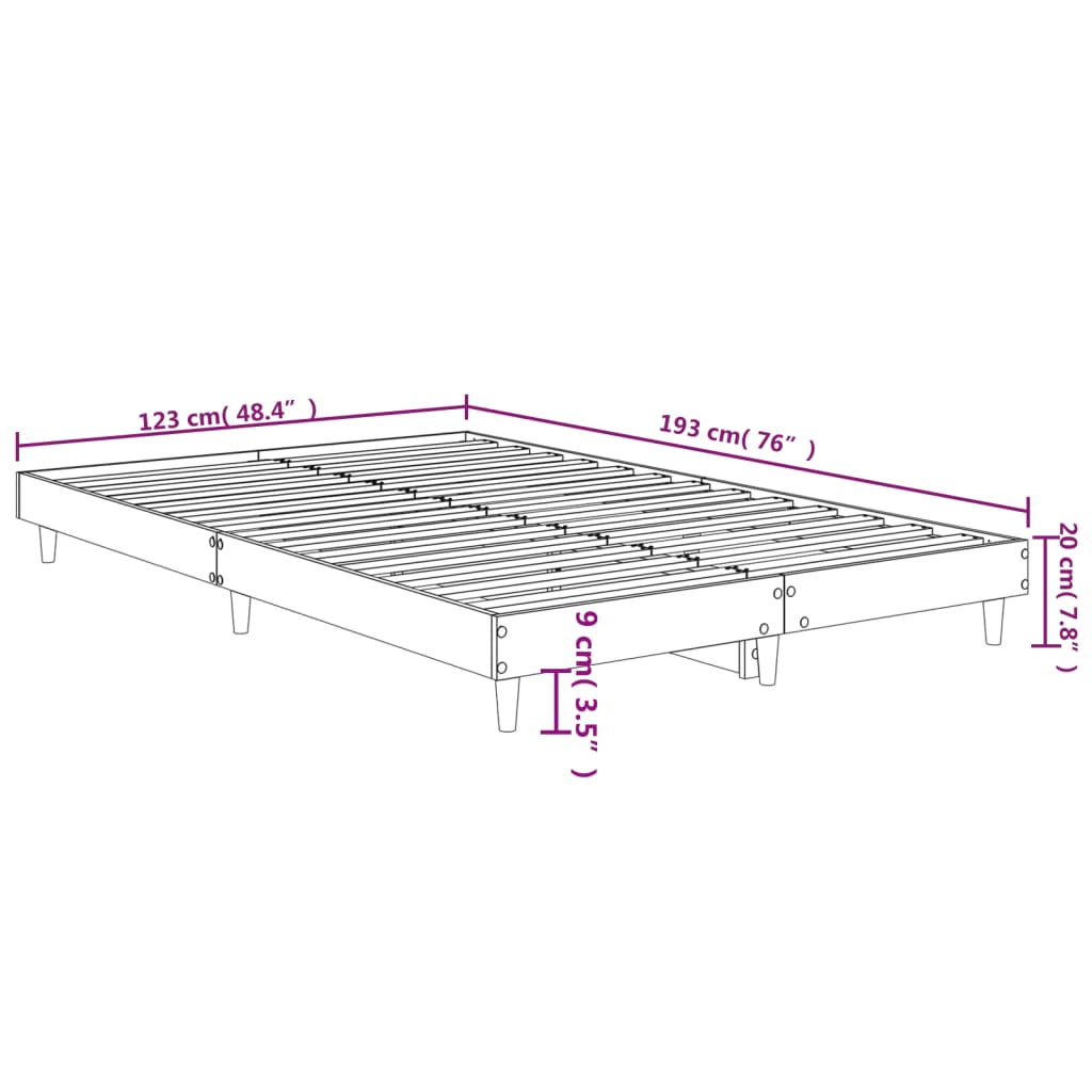 vidaXL sonoma tölgy színű szerelt fa ágykeret matrac nélkül 120x190 cm