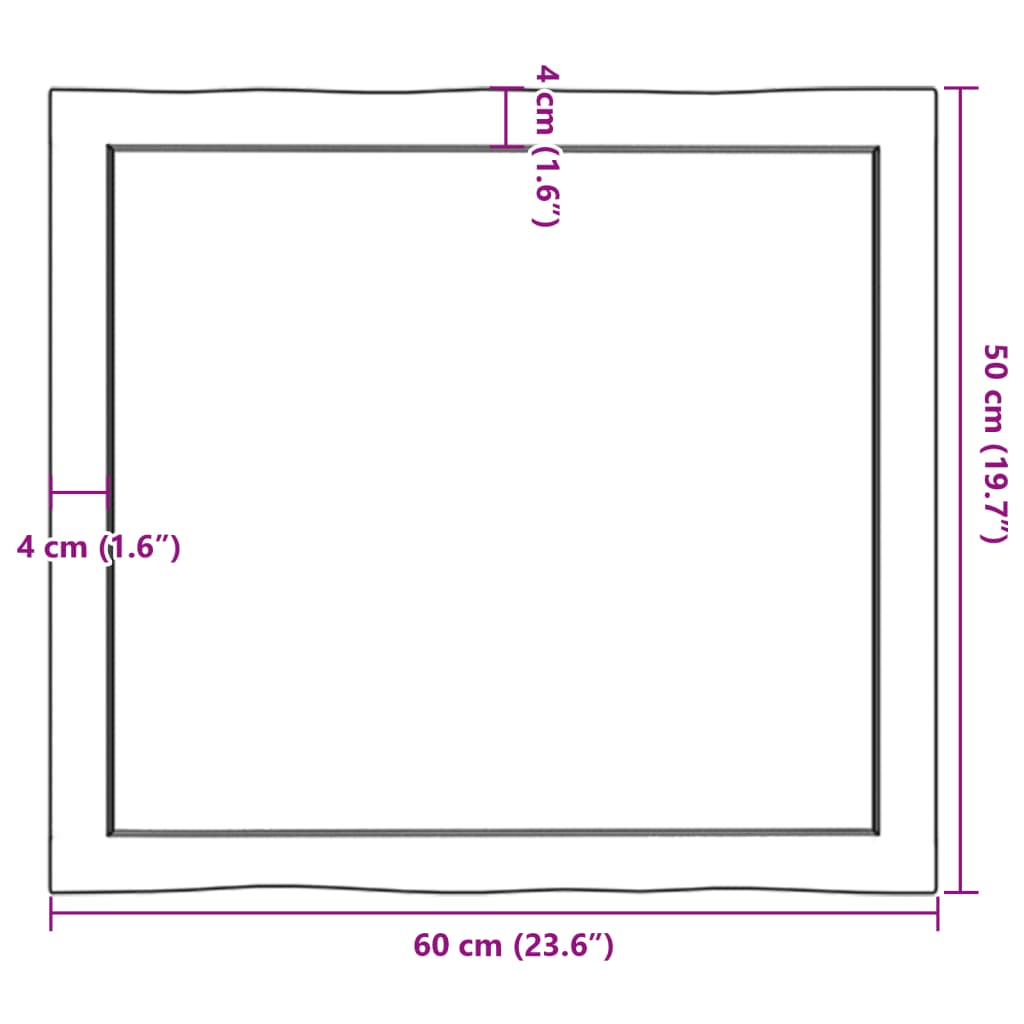 vidaXL sötétbarna kezelt tömör asztallap 60x50x(2-4) cm