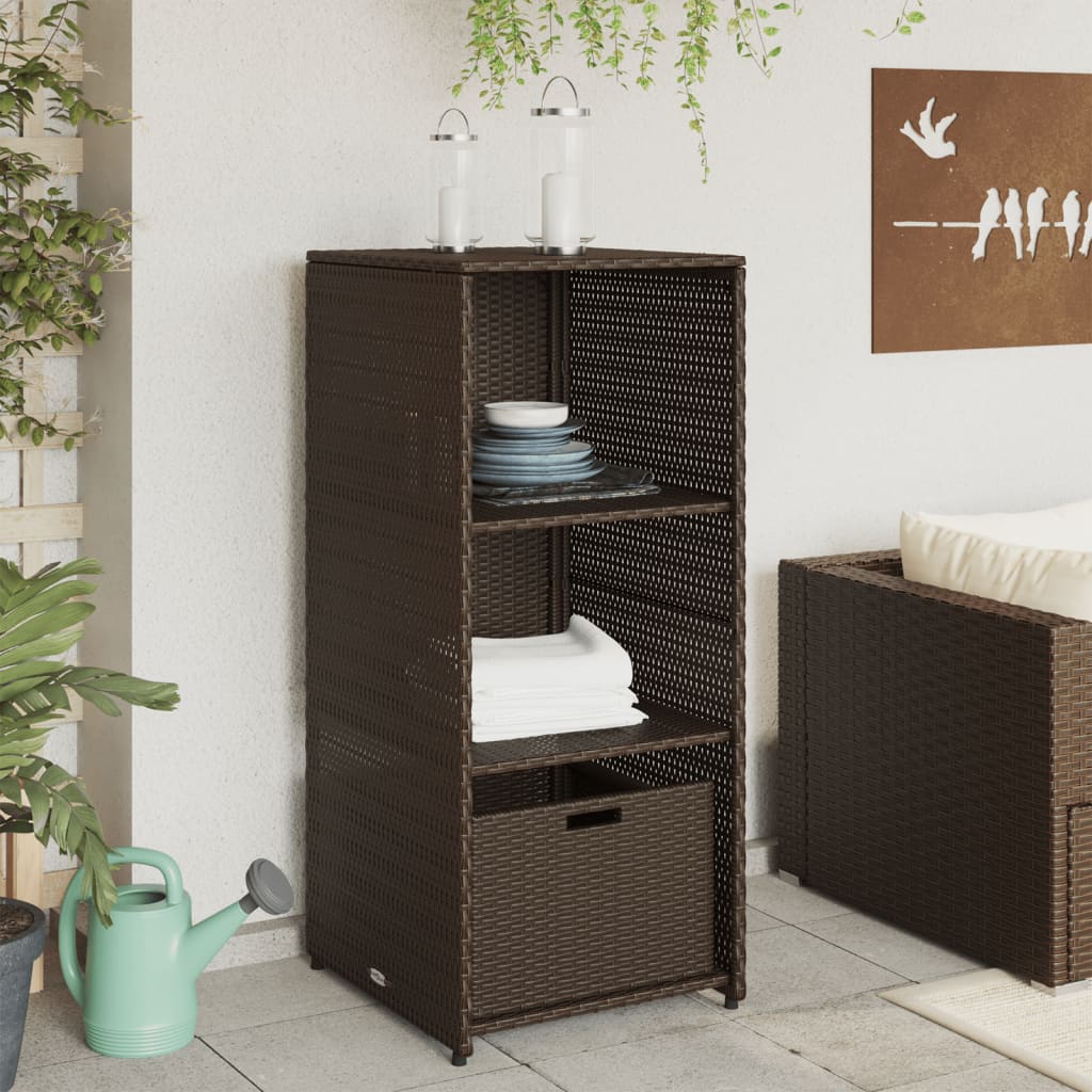 vidaXL barna polyrattan kerti tárolószekrény 50 x 55 x 115 cm