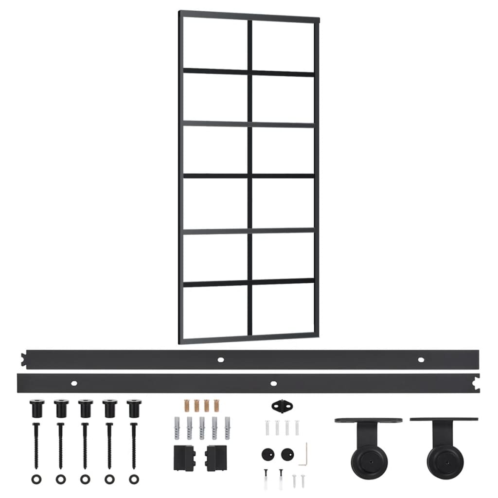 vidaXL ESG üveg és alumínium tolóajtó fémszerelvény-szettel 90x205 cm