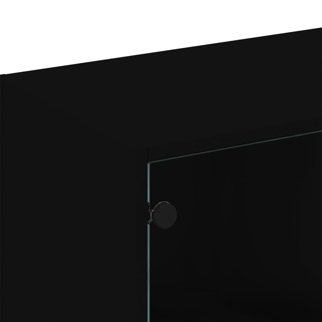 vidaXL fekete szerelt fa könyvespolc ajtóval 136 x 37 x 109 cm