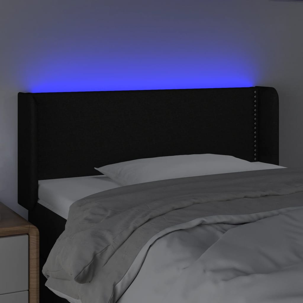 vidaXL fekete szövet LED-es fejtámla 83 x 16 x 78/88 cm