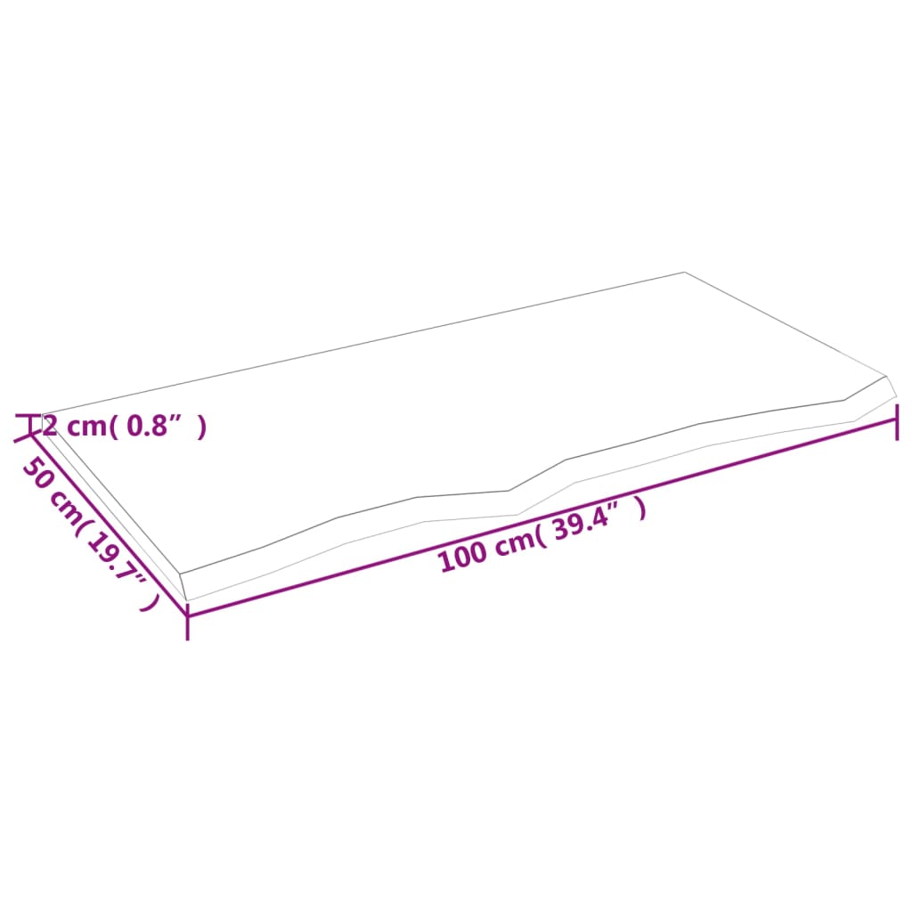 vidaXL sötétbarna kezelt tömör fa fürdőszobai pult 100x50x2 cm