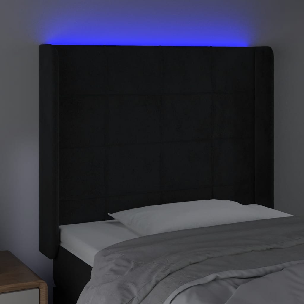 vidaXL fekete bársony LED-es fejtámla 93x16x118/128 cm