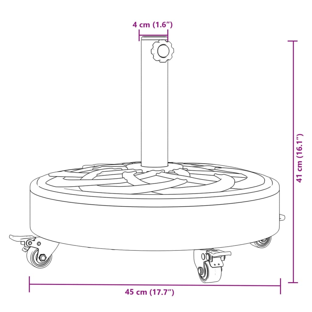 vidaXL görgős kerek napernyőtalp rúdhoz Ø38 / 48 mm 27 kg