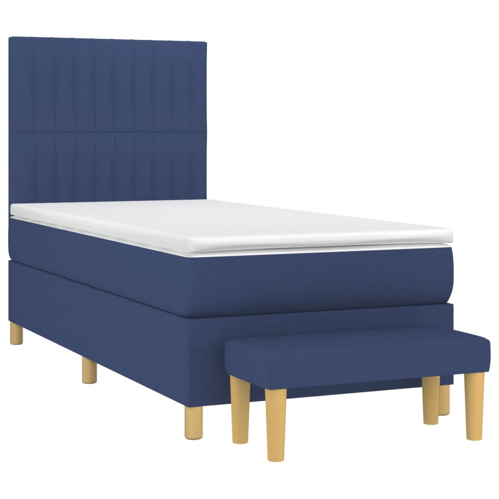 vidaXL kék szövet rugós ágy matraccal 80 x 200 cm
