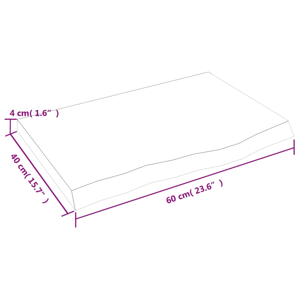 vidaXL sötétbarna kezelt tömör fa fürdőszobai pult 60x40x(2-4) cm