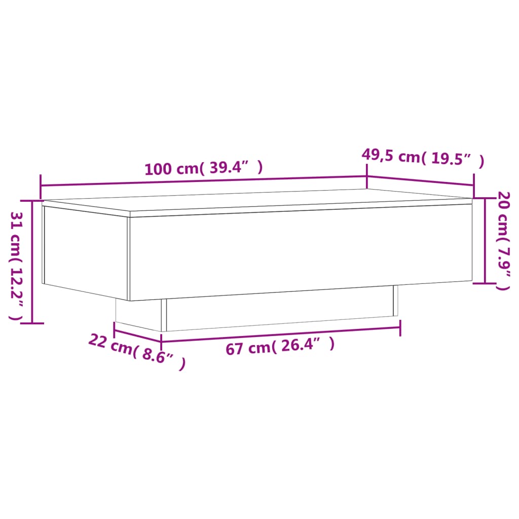 vidaXL magasfényű fehér szerelt fa dohányzóasztal 100 x 49,5 x 31 cm