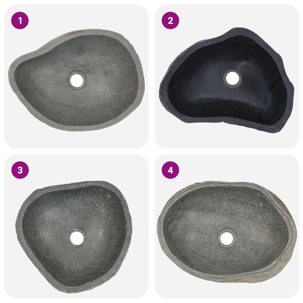 vidaXL ovális folyami kő mosdókagyló (37-46) x (29-36) cm