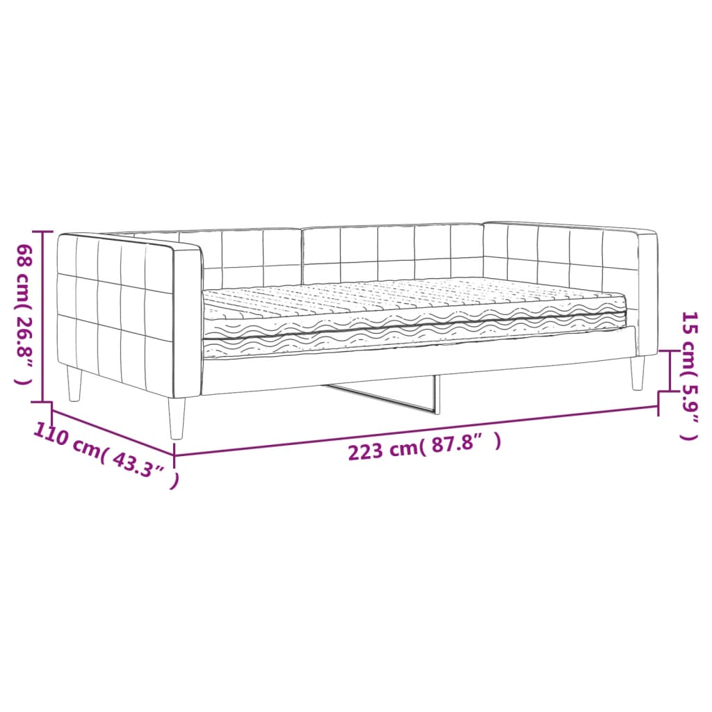 vidaXL sárga bársony kanapéágy matraccal 100 x 200 cm