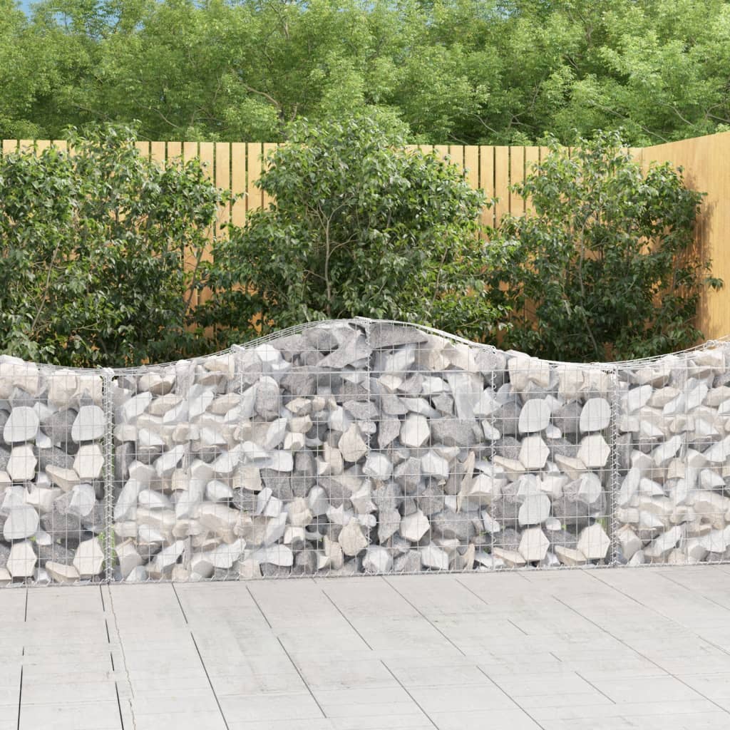 vidaXL 2 db íves horganyzott vas gabion kosár 200x30x80/100 cm