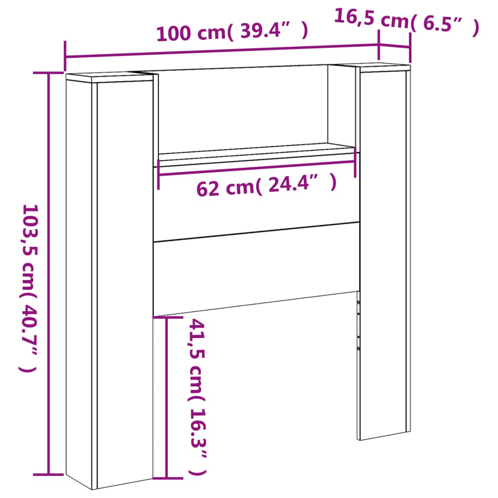 vidaXL füstös tölgy színű áthidalószekrény LED-ekkel 100x16,5x103,5 cm