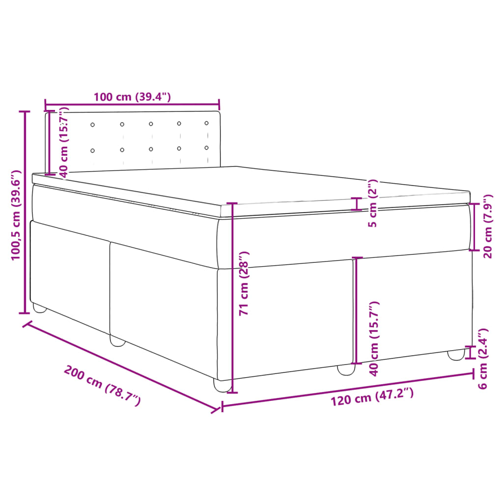 vidaXL tópszínű szövet rugós ágy matraccal 120 x 200 cm