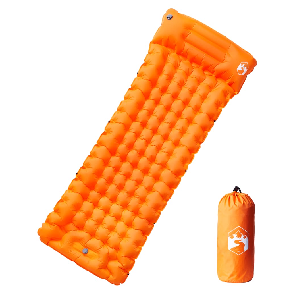 vidaXL 1 személyes narancssárga önfelfújó kempingmatrac párnával