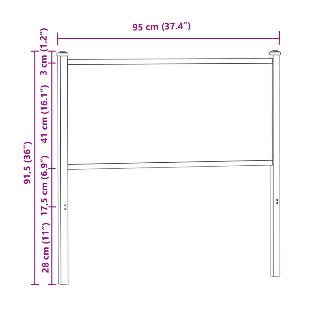 vidaXL füstös tölgy színű szerelt fa és acél fejtámla 90 cm