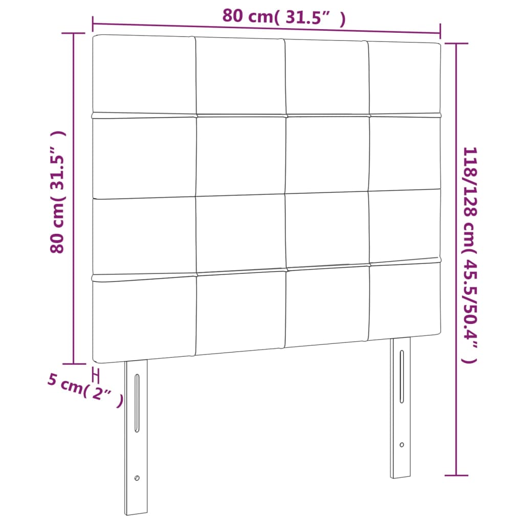 vidaXL világosszürke szövet LED-es fejtámla 80x5x118/128 cm