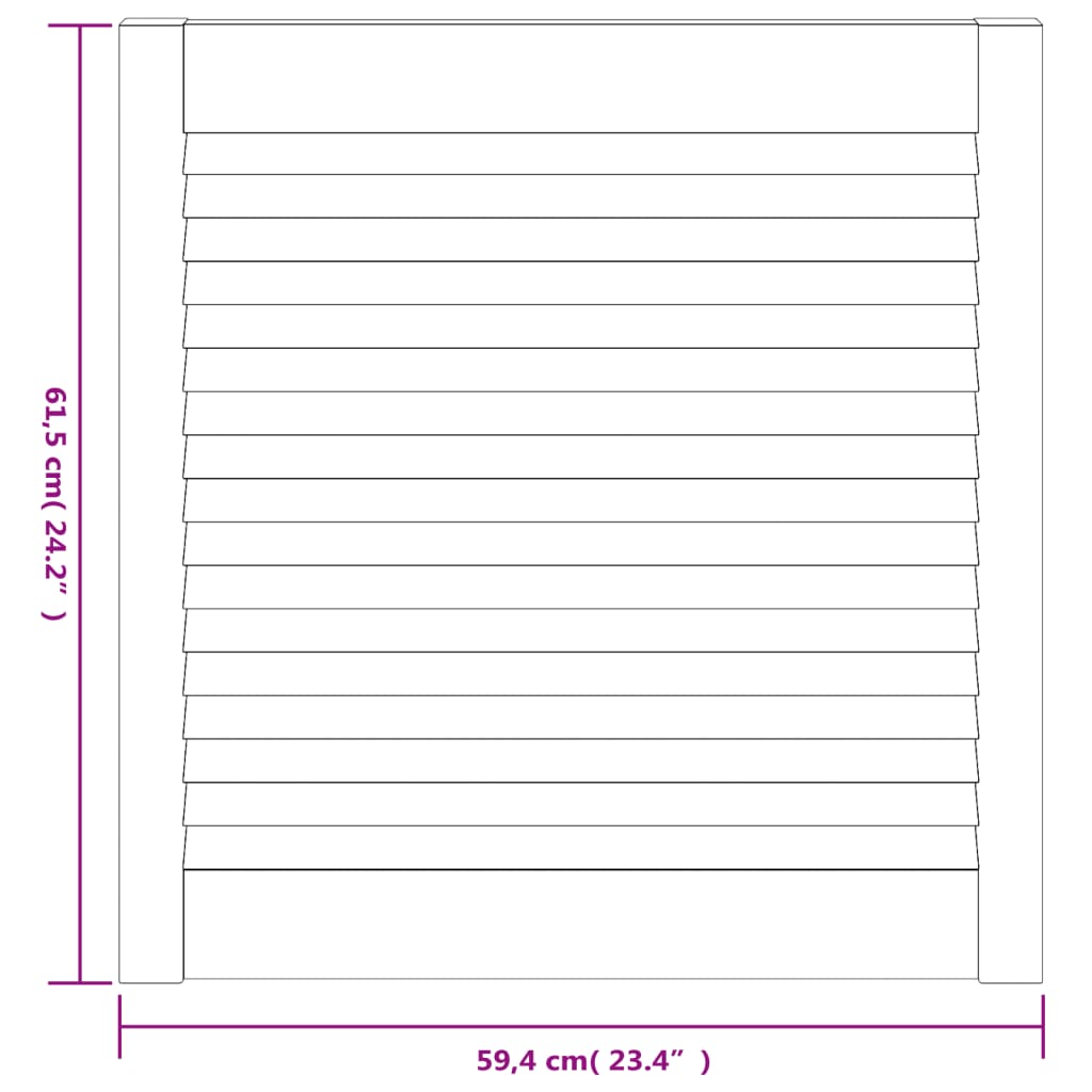 vidaXL 2 db tömör fenyőfa lamellás szekrényajtó 61,5 x 59,4 cm