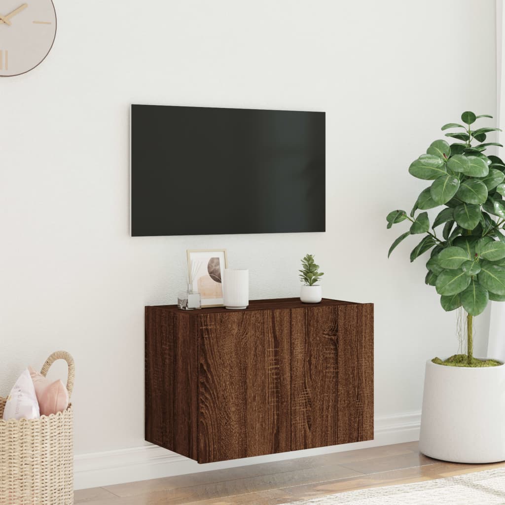 vidaXL barna tölgyszínű fali TV-szekrény LED-del 60x35x41 cm