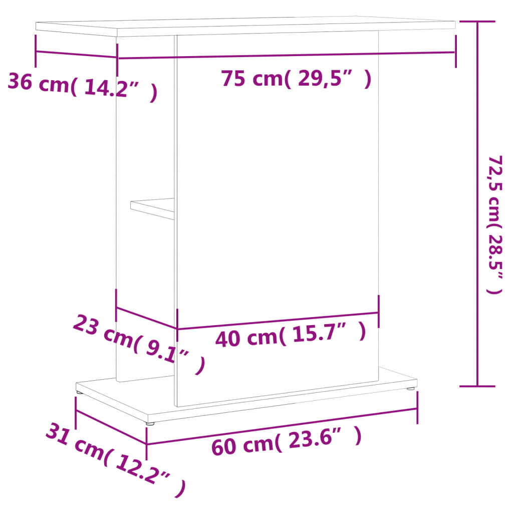 vidaXL szürke sonoma szerelt fa akváriumi állvány 75x36x72,5 cm