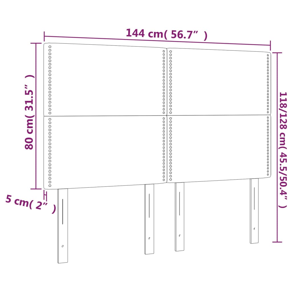 vidaXL rózsaszín bársony LED-es fejtámla 144x5x118/128 cm