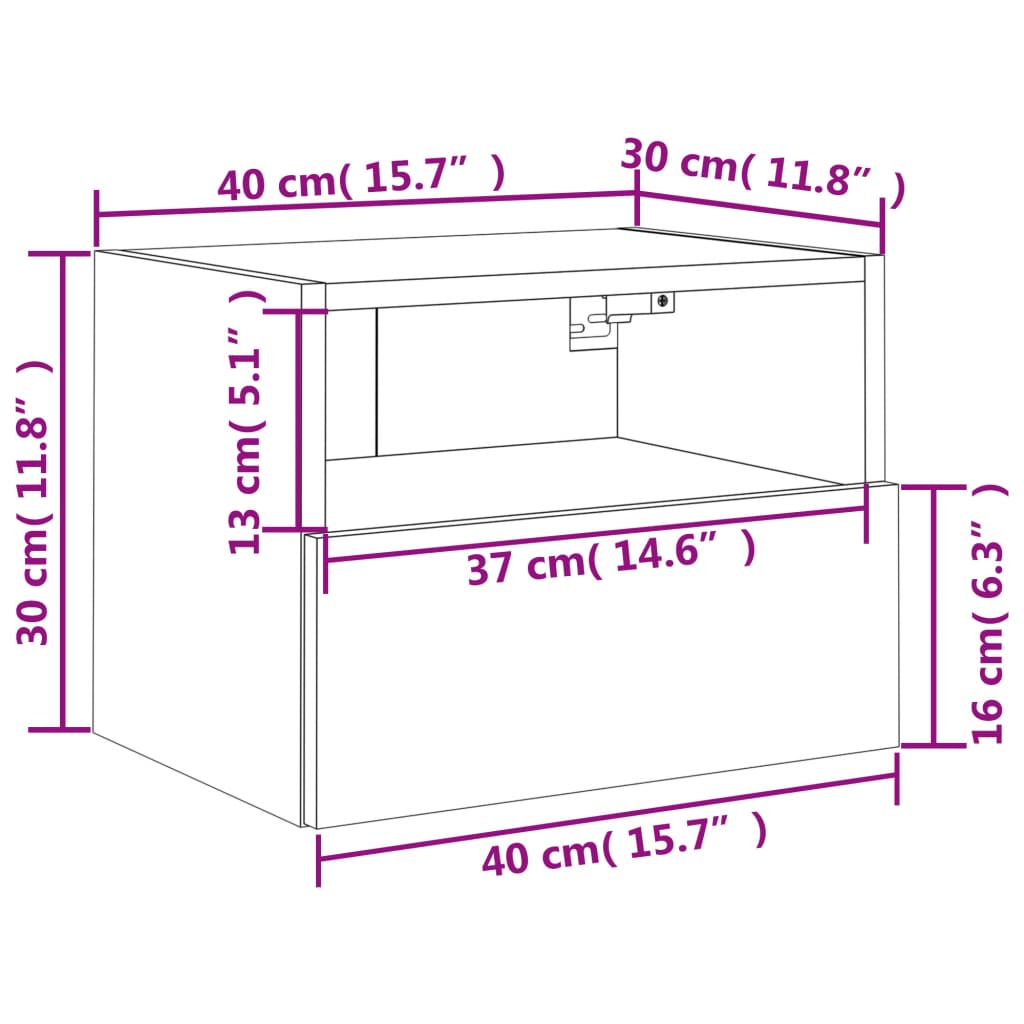 vidaXL 2 db szürke sonoma szerelt fa fali TV-szekrény 40 x 30 x 30 cm