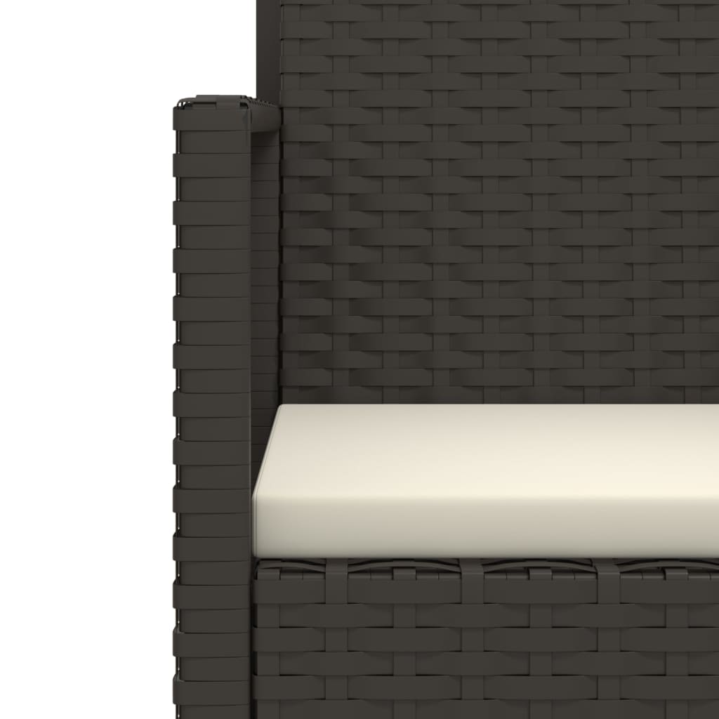 vidaXL fekete polyrattan kerti pad párnákkal 105 cm