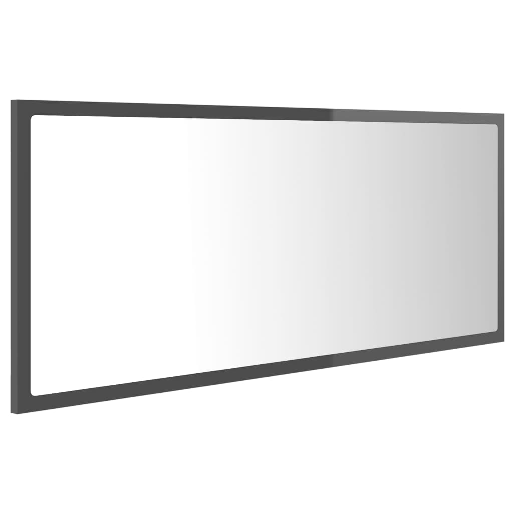 vidaXL magasfényű szürke akril LED-es fürdőszobatükör 100x8,5x37 cm