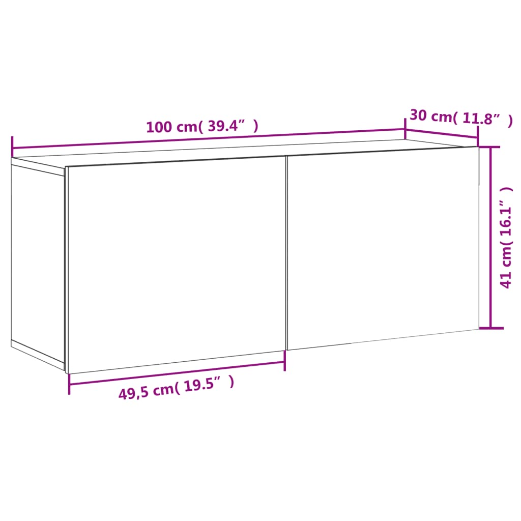 vidaXL fehér falra szerelhető TV-szekrény 100 x 30 x 41 cm