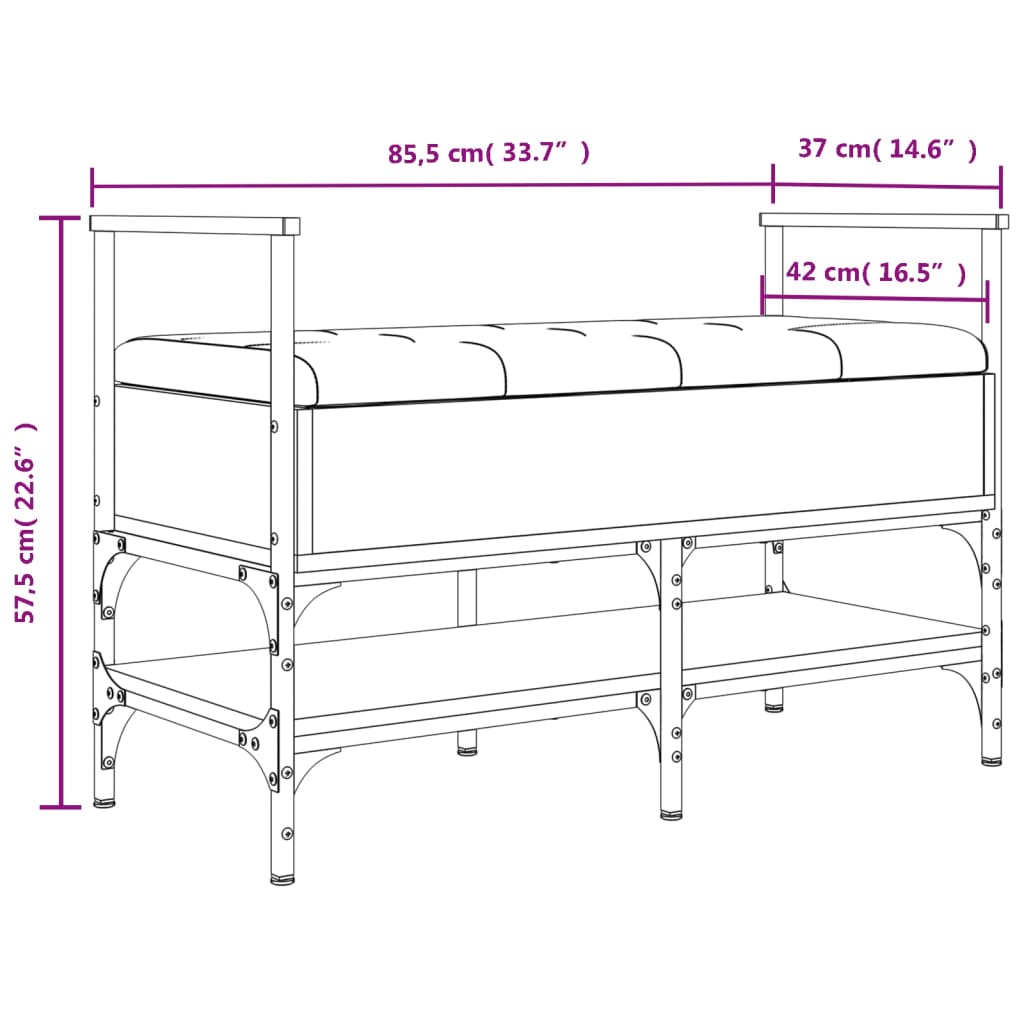 vidaXL szürke sonoma színű cipőtároló pad 85,5 x 42 x 57,5 cm