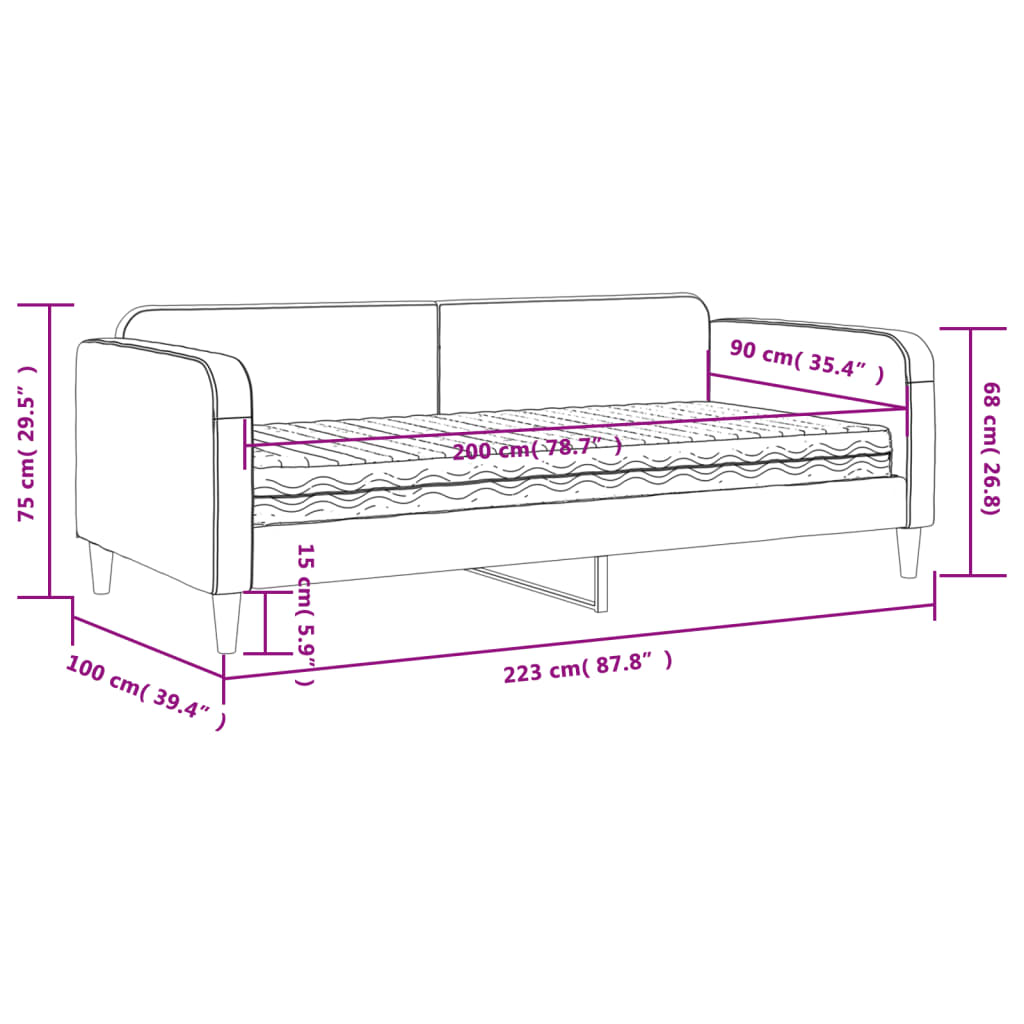 vidaXL krémszínű szövet kanapéágy matraccal 90 x 200 cm